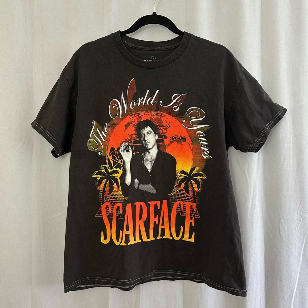 Vintage Inspired Dark Gray Scarface Graphic Tee Mens Size Large